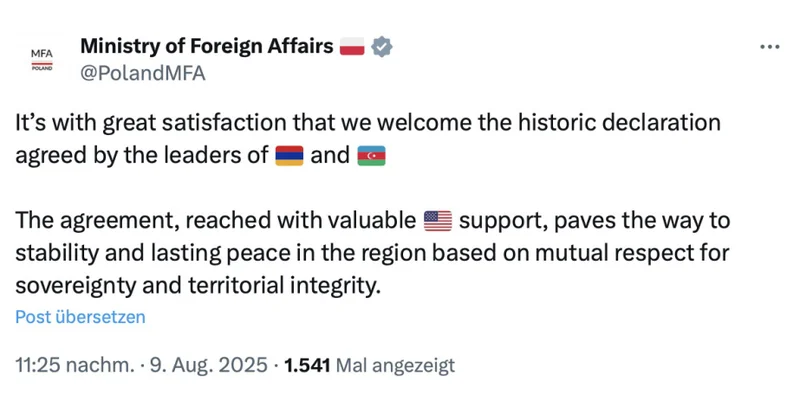 Polşa XİN: Tarixi bəyannaməni məmnuniyyətlə alqışlayırıq