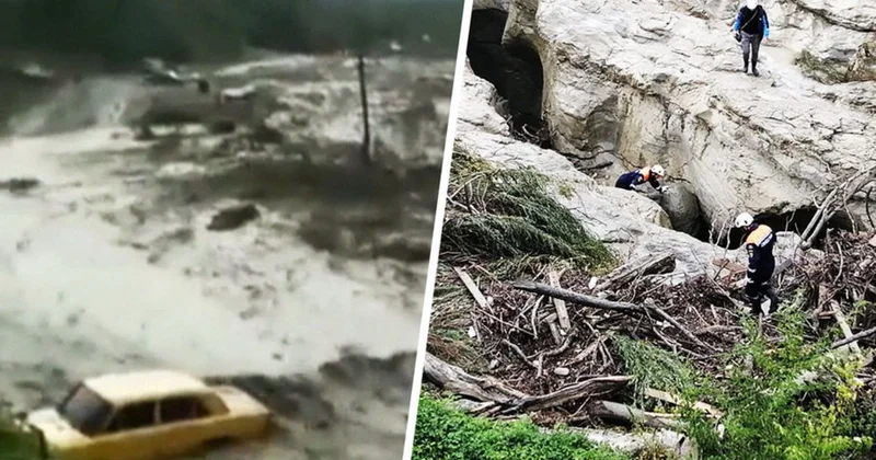 Dağıstanda sel yolları dağıdıb, avtomobilləri aparıb