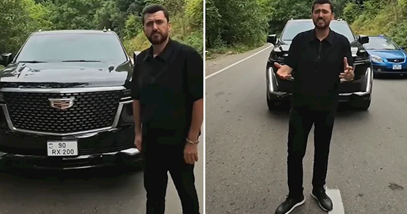 “Cadillac”ı yolun ortasında saxlayıb mahnı oxumağa başladı Video