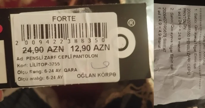 Gəncədə “Forte Kids” uşaq geyimləri mağazası mütşrəsini görün necə aldadıb FOTO