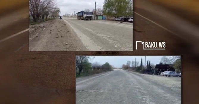 Ağdam Ağcabədi yolunda sakinlər 3 ildir toz və çala içində yaşayır