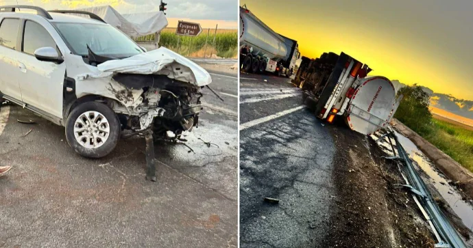 Yanacaq daşıyan tanker avtomobillə toqquşdu: 6 nəfər yaralandı VİDEO