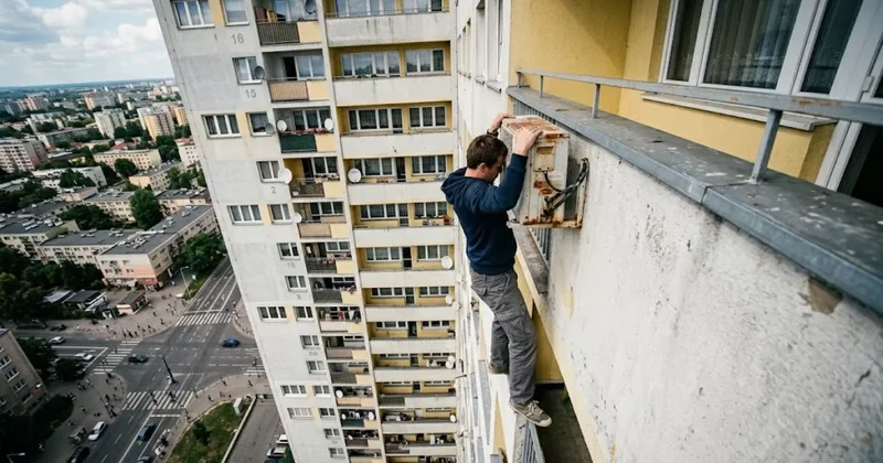 В Казахстане мужчина повис на высоте 15 этажного дома