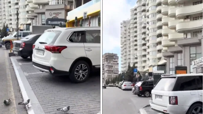 Bakıda McDonaldsın qarşısındakı səkidə pullu parkinq quruldu VİDEO