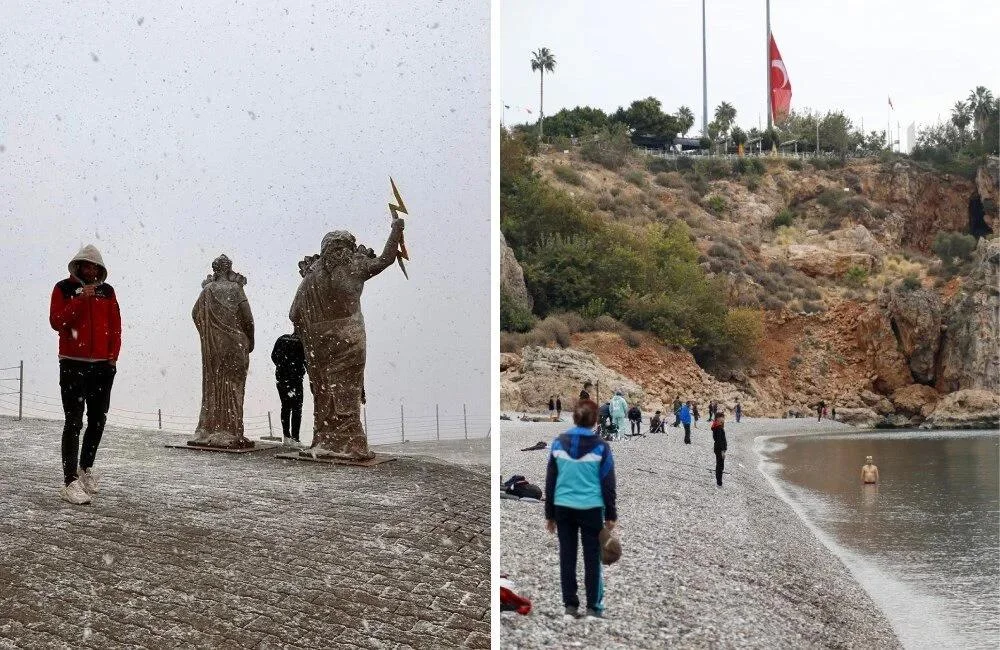 Eyni şəhərdə, eyni gündə iki fərqli fəsil yaşanıb FOTO