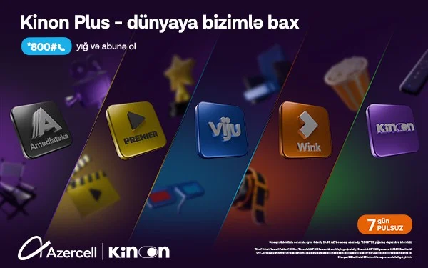 Azercell ilə “Kinon Plus”dan 7 gün pulsuz istifadə imkanı!