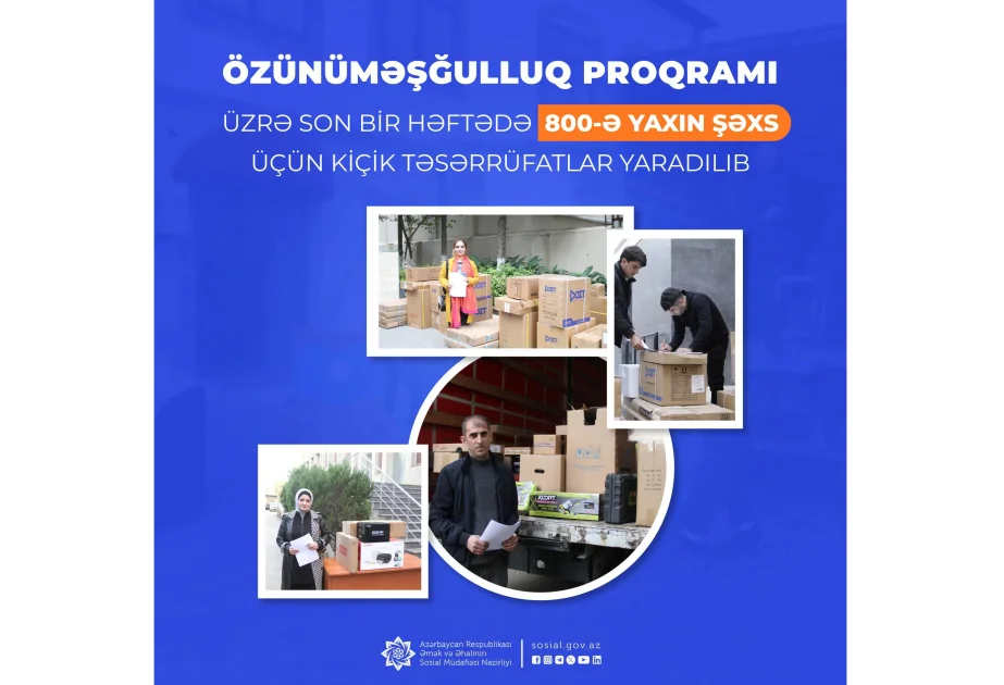 Son bir həftədə 800ə yaxın şəxs üçün kiçik təsərrüfatlar yaradılıb