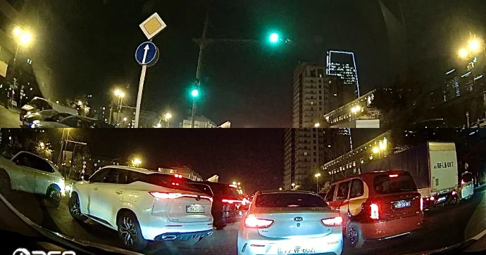 Bu kəsişmədə sürücülər qaydanı açıq aşkar pozur: Nişanı saymayıb yolu iflic edirlər VİDEO