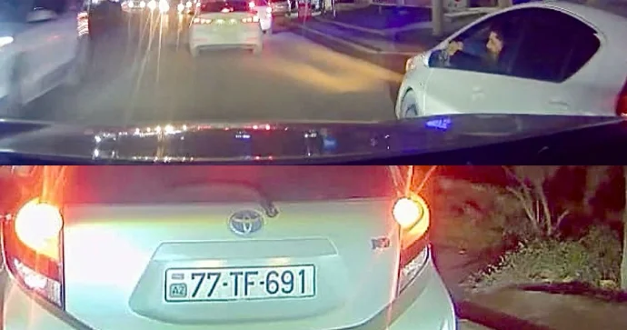 Masazırda qayda pozan sürücü avtomobilə ziyan vurdu üstəlik özünü haqlı bildi VİDEO
