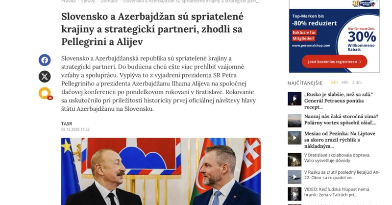 Визит Президента Азербайджана в Словакию − в центре внимания зарубежных СМИ