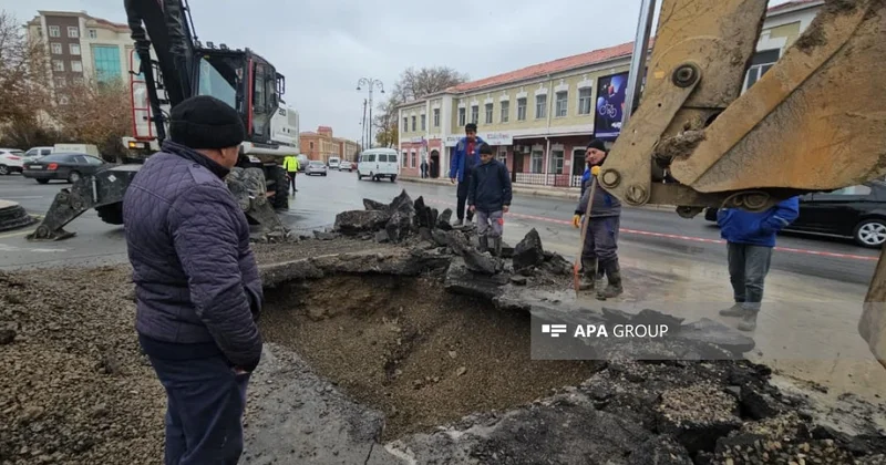 Naxçıvanda magistral su xəttində qəza olub FOTO