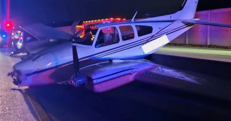 Təyyarə magistral yolda maşınla toqquşdu Anbaan görüntülər