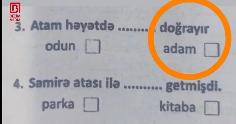 3 cü sinfin KSQ imtahanındakı sual QALMAQAL yaratdı “Atam həyətdə adam doğrayır?”