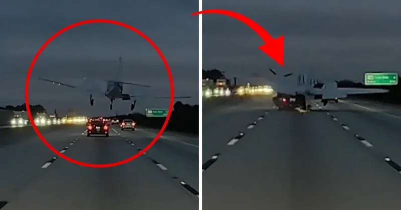 ABŞ də film kimi olay Təyyarə avtomobilin üzərinə düşdü + VİDEO