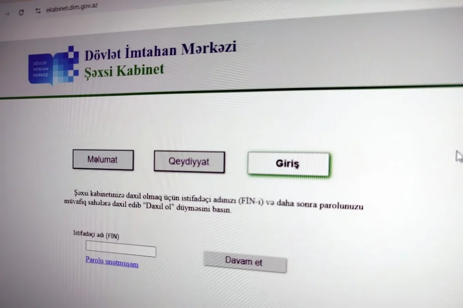 DİM şəxsi kabinetinin şifrəsi itirilibsə, nə etməli?