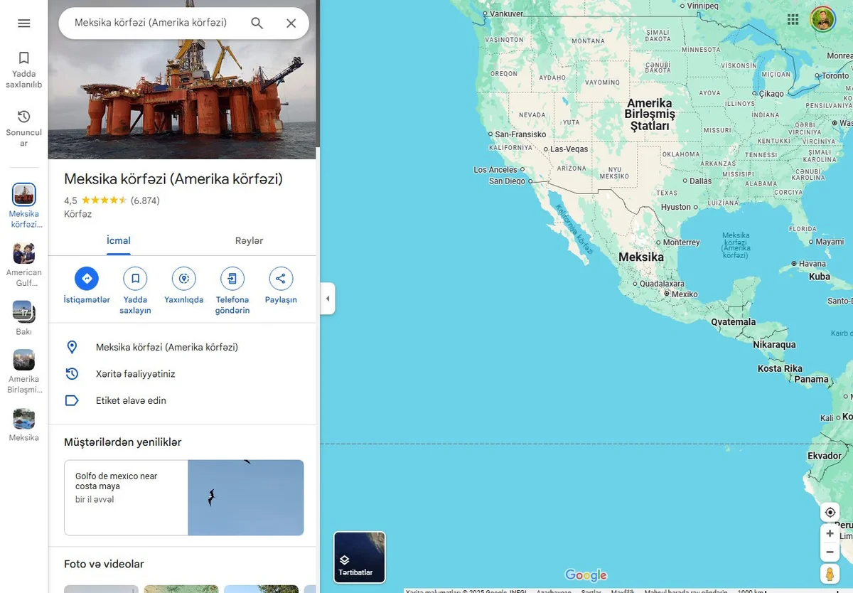 Google Meksika körfəzinin adını dəyişib