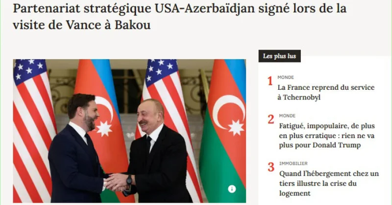 Французские СМИ пишут о визите вице президента США в Баку