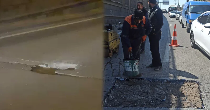 Prospektdəki həmin çuxur təmir edildi Video Yenilənib
