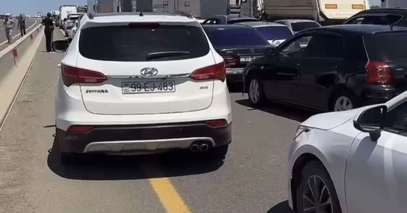Bu yolda hərəkət iflic oldu VİDEO