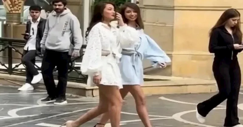 Modellər Bakının mərkəzinə çıxıb onlara baxanları VİDEOya çəkdilər