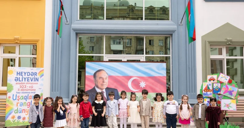 Zərifə Əliyeva adına uşaq bağçasında Ulu Öndərin xatirəsinə həsr olunmuş rəsm sərgisi FOTOLAR