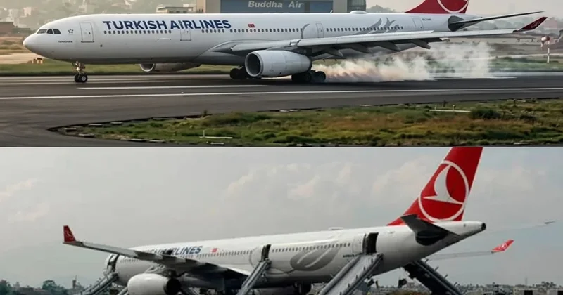 Airbus A330 Turkish Airlines загорелся после прибытия в Непал