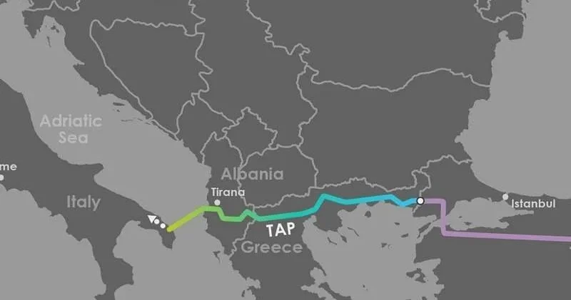 Месячная динамика поставок газа по TAP в 2025 году