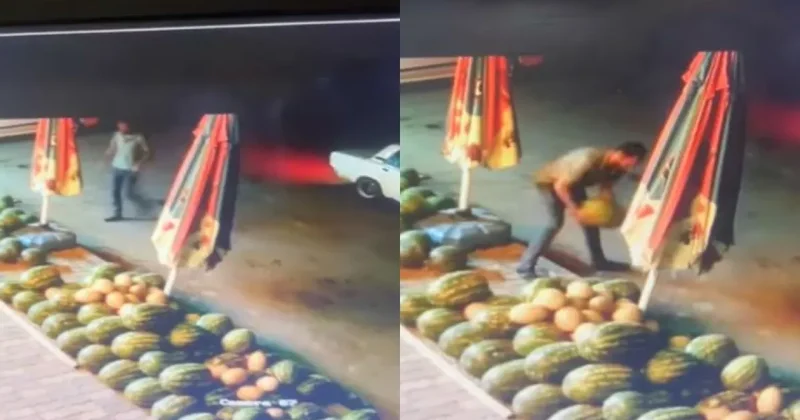 В Гяндже мужчина украл арбуз: ВИДЕО