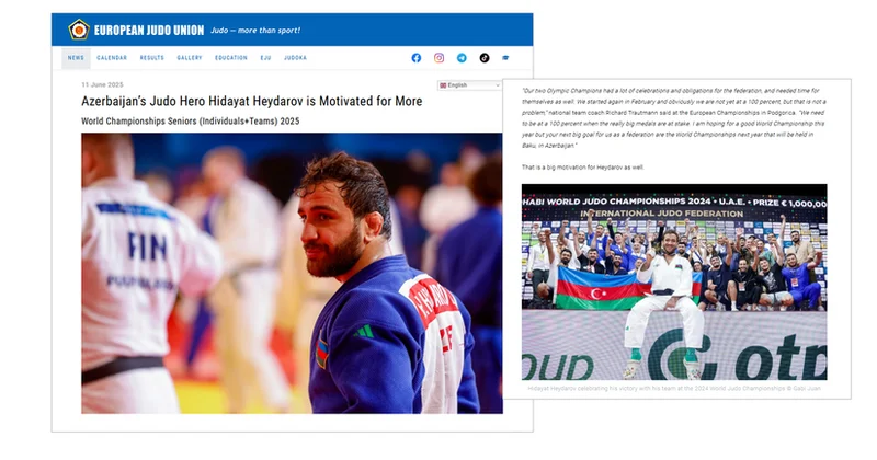 Европейский союз дзюдо опубликовал статью об олимпийском чемпионе Хидаяте Гейдарове