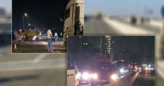 Saray körpüsünün yaxınlığında çökən yol təmir edilib