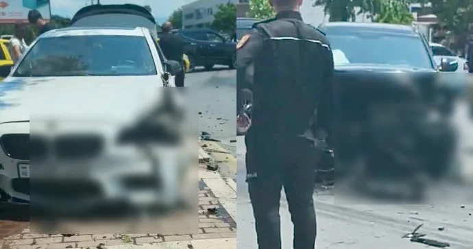 Naxçıvanda “BMW” ilə toqquşan “Hyundai” tanınmaz hala düşdü VİDEO