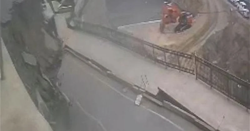 Türkiyədə yataqxananın uçan divarı yolu çökdürdü Video