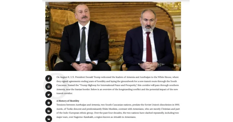 “Greek City Times”: Azərbaycanla Ermənistan arasında onilliklər boyu davam etmiş münaqişəyə son qoyuldu