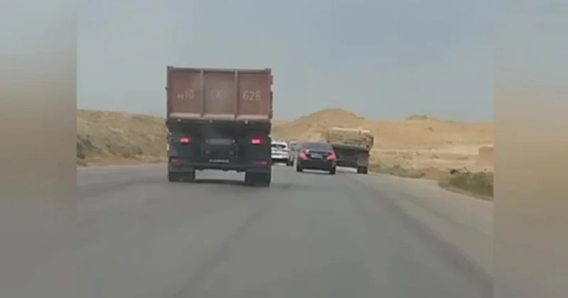 Yollarda təhlükə yaradan “Kamaz” sürücüsü inzibati qaydada həbs edildi VİDEO