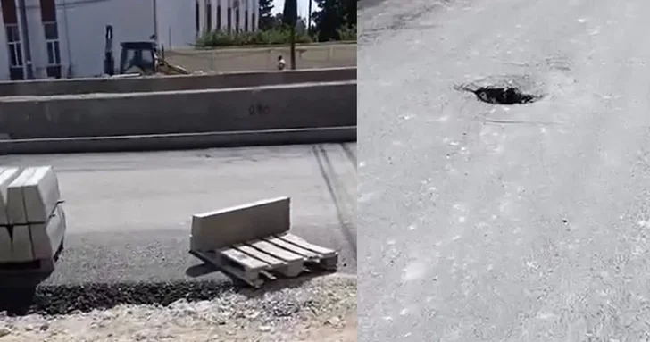 На новой дороге в центре Баку появились ямы?