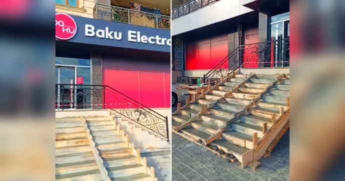 Bakuelectronics səkini zəbt edib özünə pilləkən tikdi SAKİNLƏRDƏN ŞİKAYƏT VİDEO