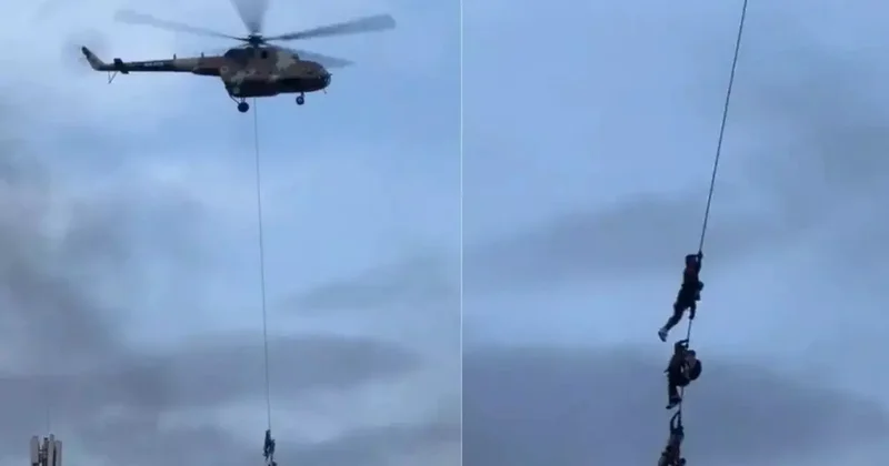 Nepalda nazirlər helikopterlərdən endirilən kəndirlərlə təxliyə edildilər