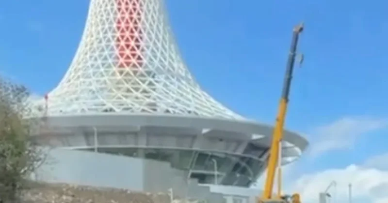 Xankəndidə müasir teleqüllə ucaldılır Yeni görüntülər