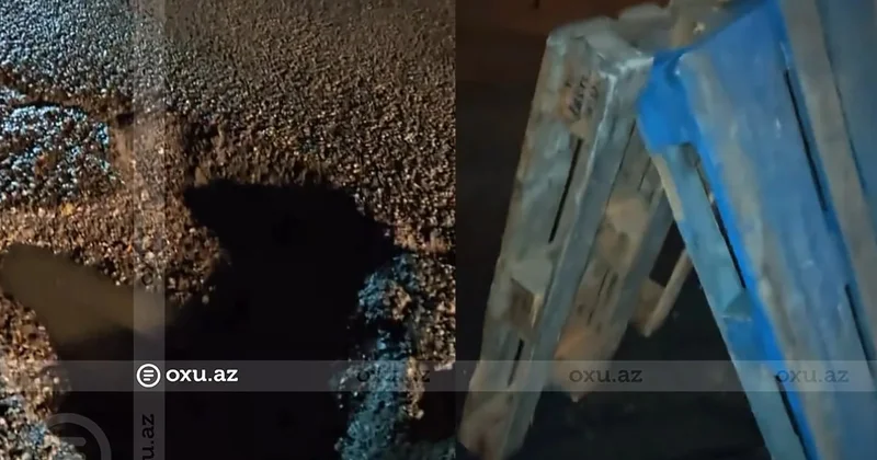 Sabunçuda yol problemi: Sürücülər qəza təhlükəsi ilə üz üzədir VİDEO