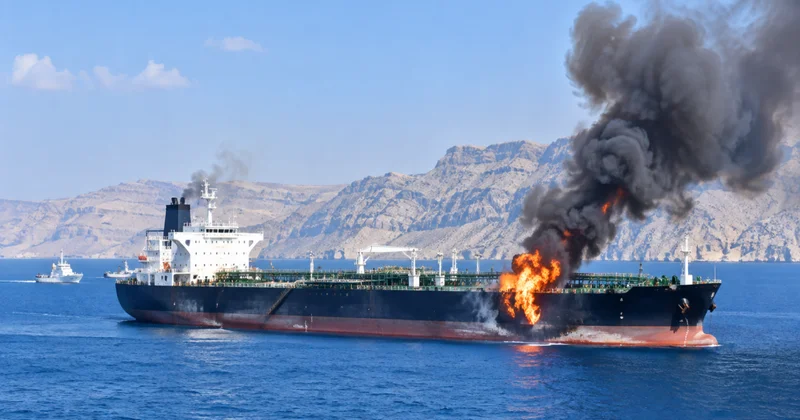 Hörmüz boğazında tanker naməlum mərmi ilə vurulub