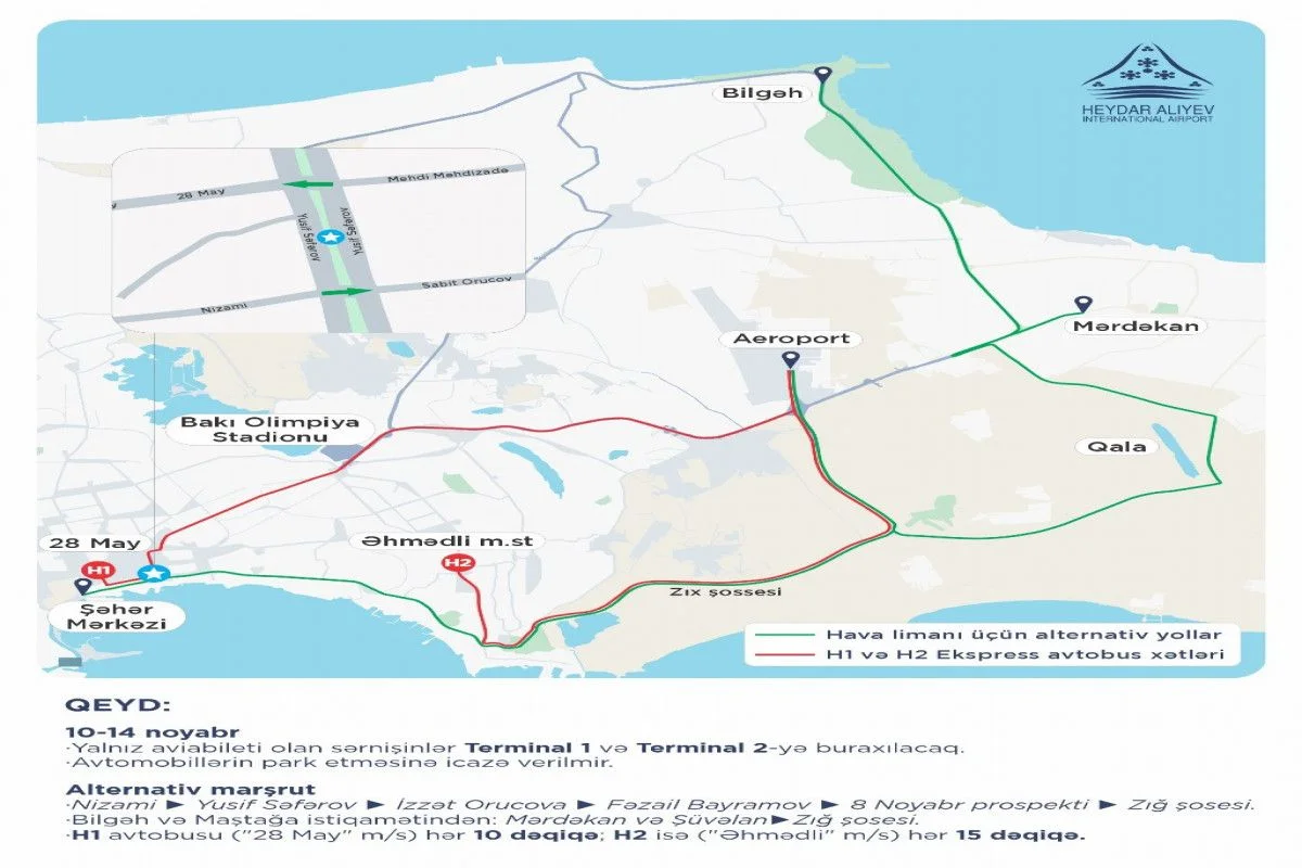 COP29 dövründə aeroporta necə rahat çatmaq olar?