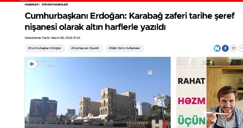 Hürriyət Qəzeti: Qarabağ türk dünyasının qürurudur