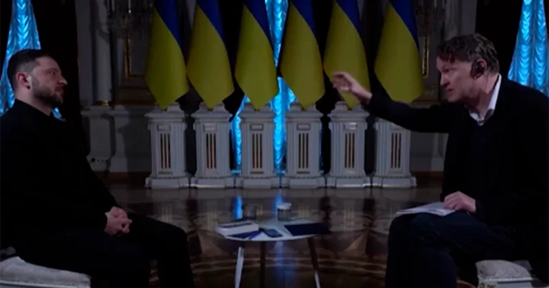 Zelenskinin müsahibəsi zamanı işıqlar söndü Video