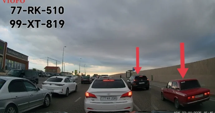 Kameranın yerini əzbərləyən sürücülər avtobus zolağında yaxalandılar VİDEO