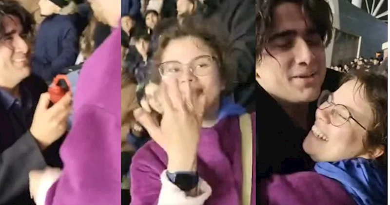 Qarabağ ın oyunu zamanı sevgilisinə evlilik təklif etdi VİDEO