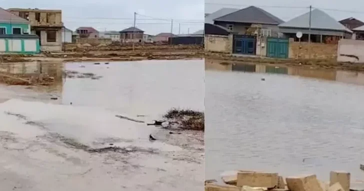 Жители Ашыгы Гюздек борются с подтоплениями из за отсутствия канализации