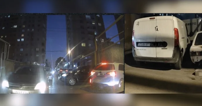 Maşını həm ikinci cərgədə, həm də döngədə park edən sürücü hamının yolunu kəsdi VİDEO