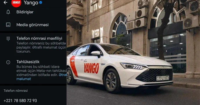 Bakıda Seneqal nömrəsi ilə taksi xidməti Yango dan AÇIQLAMA FOTO