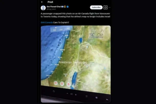 Kanada avia şirkətinin xəritələrində İsrail Fələstin ərazisi kimi göstərildi... GÖZLƏNİLMƏZ
