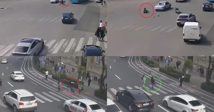 Bakıda skuter və velosiped sürənlər bu cür qəzalar törədir; toqquşma, piyadavurma... VİDEO